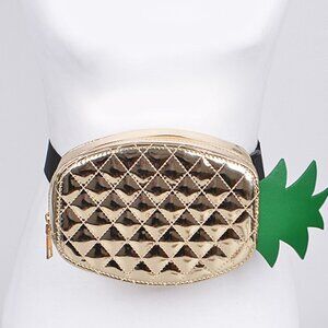 Belt Bag/ Fanny Bag /Sideways Upside down Pineapple /Shiny Gold & Green - NWT